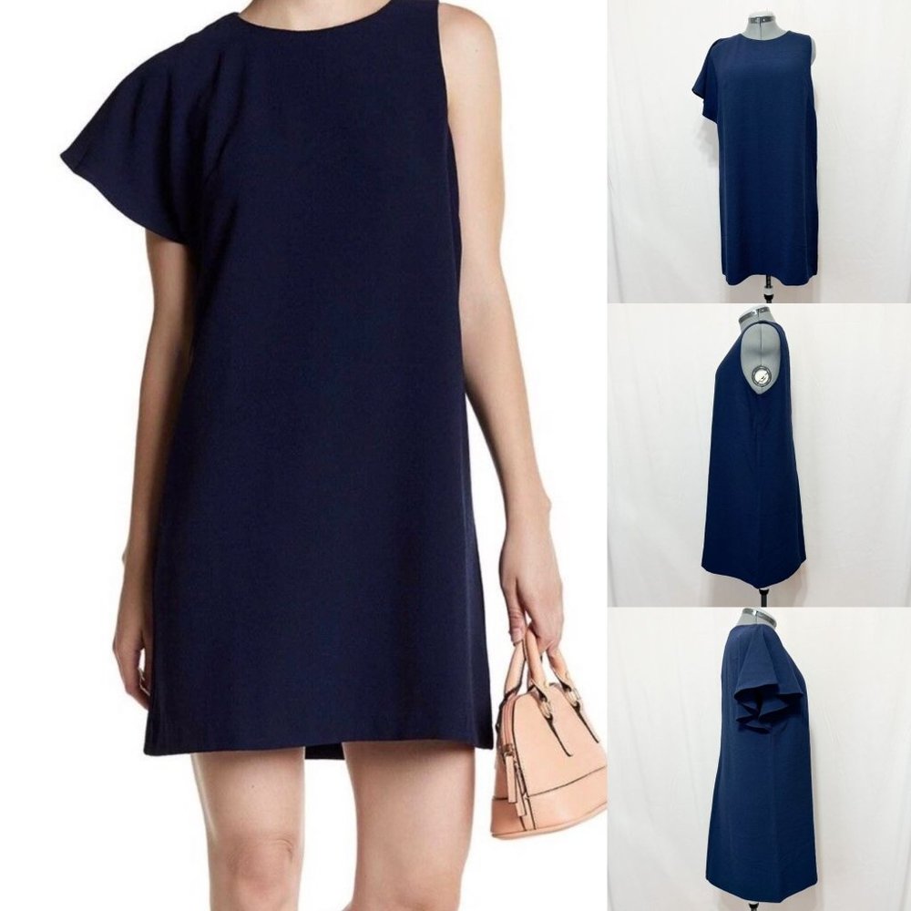 Chelsea28 NWOT Sz XL Navy One Shoulder A-Lined Lined Dress